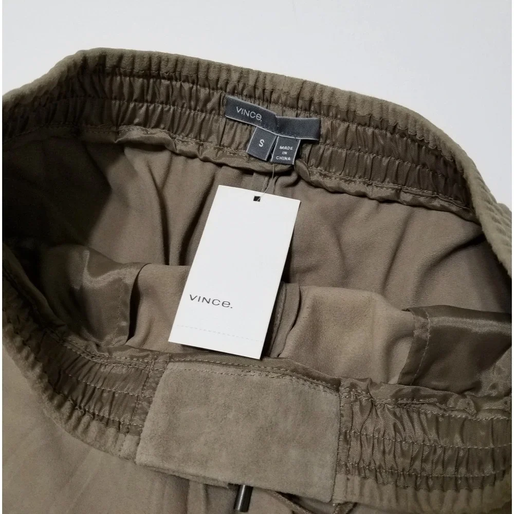 Vince Suede Leather Drawstring Boxer Shorts Concrete Beige NWT Size S $425 - Picture 8 of 11